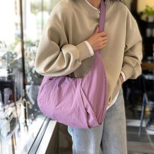 Customizable Large Nylon Shoulder Bag for Women, Casual Shoulder Bag for Daily Use, High Capacity Everyday Handbag, Perfect for School