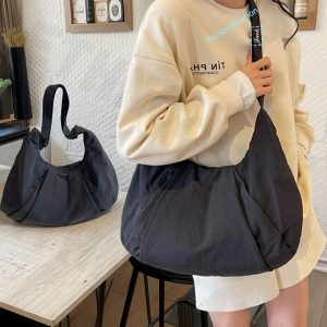 Customizable Large Nylon Shoulder Bag for Women, Casual Shoulder Bag for Daily Use, High Capacity Everyday Handbag, Perfect for School