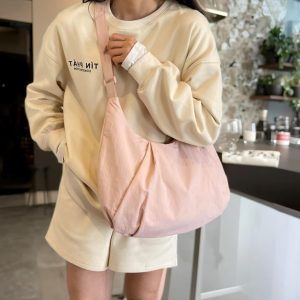 Customizable Large Nylon Shoulder Bag for Women, Casual Shoulder Bag for Daily Use, High Capacity Everyday Handbag, Perfect for School