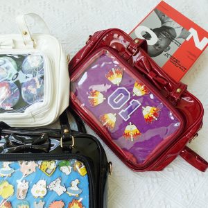 Cute Bow Ita Bag Shoulder and Crossbody, Kawaii Purse with Clear Window, Anime Lover Itabag, Cosplay Fans, Anime Ita Bag, Pin Display Bag.