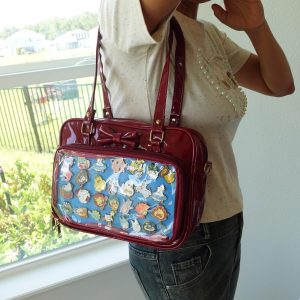 Cute Bow Ita Bag Shoulder and Crossbody, Kawaii Purse with Clear Window, Anime Lover Itabag, Cosplay Fans, Anime Ita Bag, Pin Display Bag.