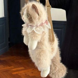 Cute Cat Plush Backpack Lolita Fairycore Y2K Soft Kawaii Bag