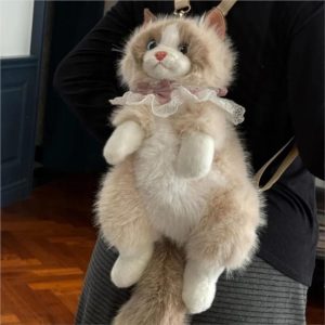Cute Cat Plush Backpack Lolita Fairycore Y2K Soft Kawaii Bag