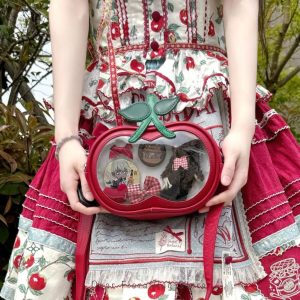 Cute Cherry Ita Bag – Y2K Lolita Transparent Pocket Mini Crossbody Shoulder Handbag for Women Girls