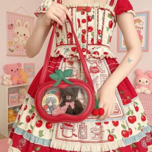 Cute Cherry Ita Bag – Y2K Lolita Transparent Pocket Mini Crossbody Shoulder Handbag for Women Girls