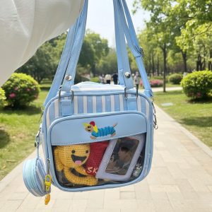 Cute Dachshund Ita Bag – Kawaii Puppy Crossbody, Shoulder & Handbag, Transparent Display Window Purse, Custom Anime Pin Bag Gift