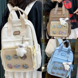 Cute Ita Backpack, Transparent Window Display, Pin Display Backpack, Anime Cosplay Purse, Ita Bag for Pins, Anime Merch Bag, Pin Backpack