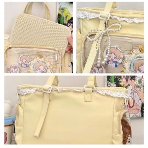 Cute Ita Bag with Insert Board, Personalized Clear Window Bag, Pin Display Bag, Crossbody Tote for Anime Pins, Cosplay Collectibles Gift