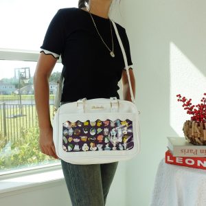 Cute Ita Bag with Wavy Window, Kawaii Shoulder and Crossbody Pin Display Bag, Anime Cosplay Bag for Enamel Pins, Harajuku Style Itabag.