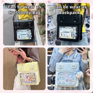 Cute ITA cross body bag & backpack, kawaii Ita bag,backpack, enamel pin ita bag, PU leather ita bag, cosplay bag, anime convention ita bag