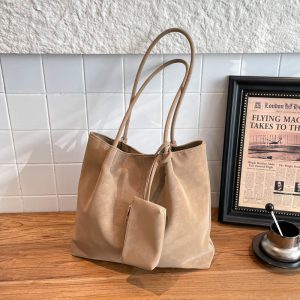 Large-capacity Women's Matte Suede Tote Bag for Stylish Convenience