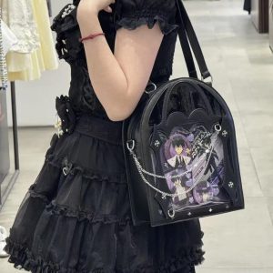 Dark Halloween Lolita Ita Bag – Gothic Transparent Crossbody Shoulder Purse Small Capacity Kawaii Bag