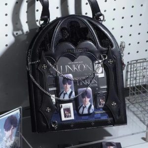Dark Halloween Lolita Ita Bag – Gothic Transparent Crossbody Shoulder Purse Small Capacity Kawaii Bag