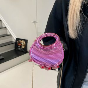 European and American-style Fashion Contrast-color Em - Chain Crossbody Bag