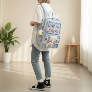 Double Inserts Large Ita Backpack, Kawaii Anime Ita Bag, Lightweight And Durable Nylon Ita Bag, Personalized Clear Window Pin Display Bag
