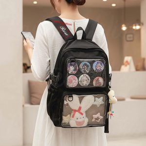 Double Inserts Large Ita Backpack, Kawaii Anime Ita Bag, Lightweight And Durable Nylon Ita Bag, Personalized Clear Window Pin Display Bag