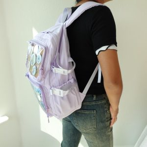 Double Inserts Large Ita Backpack, Kawaii Anime School Bag, Lightweight Durable Itabag, Cute Display Backpack for Pins & Keychains.