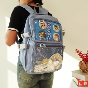 Double Inserts Large Ita Backpack, Kawaii Anime School Bag, Lightweight Durable Itabag, Cute Display Backpack for Pins & Keychains.