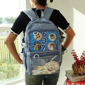 Double Inserts Large Ita Backpack, Kawaii Anime School Bag, Lightweight Durable Itabag, Cute Display Backpack for Pins & Keychains.