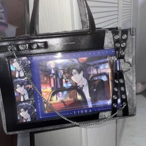 Double-Sided Ita Bag – PU Leather Clear Display Tote, Crossbody and Handbag for Pins, Keychains, Anime Merch, Large Small Windows