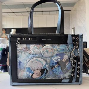 Double-Sided Ita Bag – PU Leather Clear Display Tote, Crossbody and Handbag for Pins, Keychains, Anime Merch, Large Small Windows