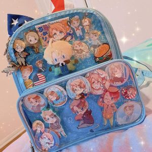 Double Window Candy PU Leather Backpack