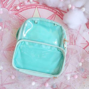 Double Window Candy PU Leather Backpack