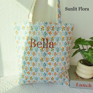 Embroidered Aesthetic Floral Tote Bag, Personalized Canvas Totes, Cute Romantic Totebag, Custom Kawaii Shoulder Bag, Vintage Everyday Bag.
