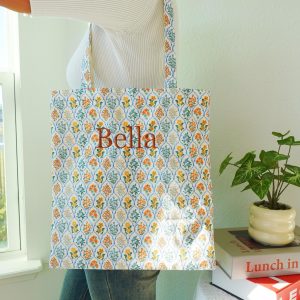 Embroidered Aesthetic Floral Tote Bag, Personalized Canvas Totes, Cute Romantic Totebag, Custom Kawaii Shoulder Bag, Vintage Everyday Bag.