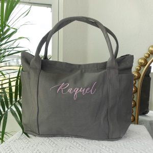 Embroidered Canvas Tote Bag: Large Personalized Teacher Work Bag, Duffle Bags, Daily Shopping Bag, Custom Nurse Totebag, Bridesmaid Handbag.