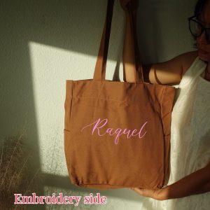 Embroidered Canvas Tote Bag: Large Zippered School, Laptop & Travel Bag