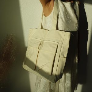 Embroidered Canvas Tote Bag: Large Zippered School, Laptop & Travel Bag