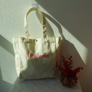Embroidered Canvas Tote Bag: Personalized Custom Totes, Grocery Tote Bag, Bridesmaid Tote Bag, Bride Tote Bag, Aesthetic Market Tote Bag.