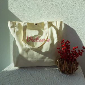 Embroidered Canvas Tote Bag: Personalized Custom Totes, Grocery Tote Bag, Bridesmaid Tote Bag, Bride Tote Bag, Aesthetic Market Tote Bag.