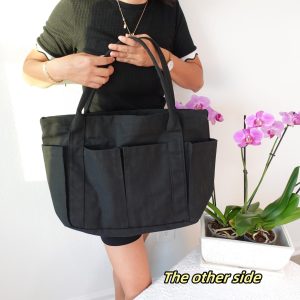 Embroidered Christmas Tree Tote Bag: Large Canvas Holiday Handbag