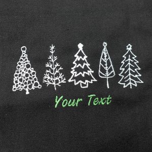 Embroidered Christmas Tree Tote Bag: Large Canvas Holiday Shopper