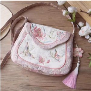 Embroidered Fairycore Crossbody Ita Bag: Y2K Pink Floral Purse