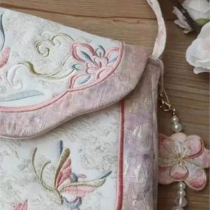 Embroidered Fairycore Crossbody Ita Bag: Y2K Pink Floral Purse
