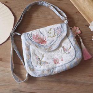 Embroidered Fairycore Crossbody Ita Bag: Y2K Pink Floral Purse