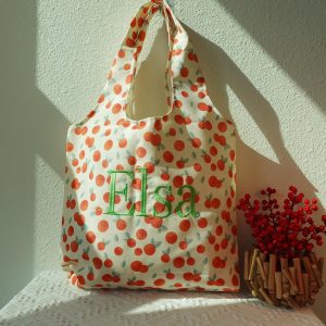 Embroidered Floral Blueberry Tote Bag, Custom Aesthetic Totes.