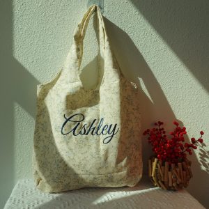 Embroidered Floral Blueberry Tote Bag, Custom Aesthetic Totes.
