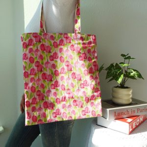 Embroidered Floral Tote Bag, Custom Canvas Bag, Tulip Kawaii Purse, Vintage Aesthetic Tote, Personalized Gift for Her, Soft Girl Bag