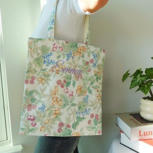 Embroidered Floral Tote Bag, Custom Canvas Bag, Tulip Kawaii Purse, Vintage Aesthetic Tote, Personalized Gift for Her, Soft Girl Bag