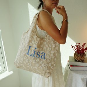 Embroidered Jacquard Flower Tote Bag, Aesthetic Floral Totes