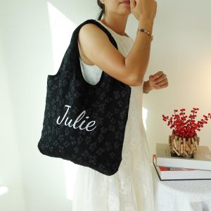 Embroidered Jacquard Flower Tote Bag, Aesthetic Floral Totes