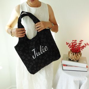 Embroidered Jacquard Flower Tote Bag, Aesthetic Floral Totes