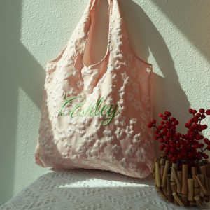 Embroidered Jacquard Flower Tote Bag, Aesthetic Floral Totes