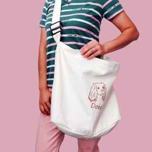 Embroidered Pet Portrait Tote Bag: Custom Canvas Crossbody, USA Made
