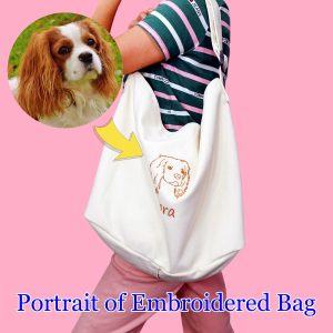 Embroidered Pet Portrait Tote Bag: Custom Canvas Crossbody, USA Made