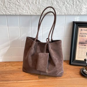 Large-capacity Women's Matte Suede Tote Bag for Stylish Convenience